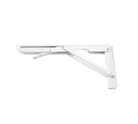2 soportes de ángulo plegables acero inoxidable 8 a 20 pulgadas, soporte montaje en pared triangular hierro blanco y negro for estante, banco mesa(White 12 inch)