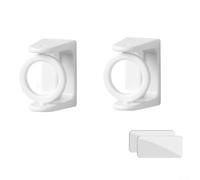2 soportes de barra de cortina de rotación ajustable para baño, cocina, ganchos de plástico con fuerte para montaje en superficies lisas, para cortinas, toallas y organizadores (blanco)