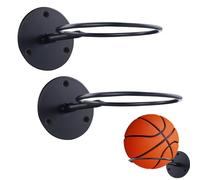 2 soportes de bola de metal para baloncesto, fútbol y voleibol, soporte de pared para pelotas (negro)