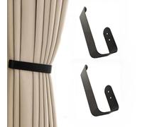 2 soportes de cortina de metal, ganchos de cortina en forma de U para montaje en pared, alzapaños de cortina para uso doméstico