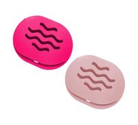 2 soportes de esponja de maquillaje TIKIUKI para licuadora de belleza, estuche de esponja de maquillaje transpirable, esencial para negocios o viajes (rosa + rosa)