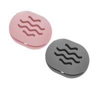 2 soportes de esponja de maquillaje TIKIUKI para licuadora de belleza, estuche de esponja de maquillaje transpirable, esencial para negocios o viajes (rosa + gery)