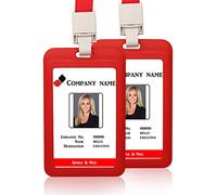 2 soportes de identificación vertical con cordón desmontable correa para el cuello nombre etiqueta identificación titular de tarjeta (rojo)
