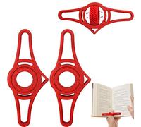 2 Soportes de Páginas Ergonómicos Rojos, Sujetalibros Ajustable 360° para Lectura Manos Libres - Doble Inclinación, Portátil y Ligero para Libros en Transporte, Oficina y Hogar (12x5x1.2cm, Plástico)