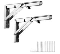 2 Soportes de Pared Plegables de Acero Inoxidable -500mm Soporte Abatible con Bloqueo para Mesa Plegable, Banco de Trabajo, Estante - Ahorro de Espacio & Antióxido - Carga 100kg