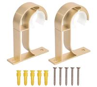 2 Soportes de Techo Soporte para Barra de Armario Sostenedor de Barra de Cortinas Montaje en Techo Flange Holder Soporte para Cortinas para Tuberías Barra de Cortina de Ducha de Armario 28mm (oro)