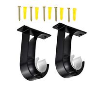 2 Soportes de Techo Soporte para Barra de Armario Sostenedor de Barra de Cortinas Montaje en Techo Flange Holder Soporte para Cortinas para Tuberías Barra de Cortina de Ducha de Armario 28 mm (Negro)