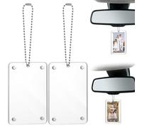 2 soportes magnéticos para fotos para colgar en el coche, marco de fotos acrílico para espejo retrovisor, accesorios de decoración