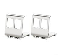 2 soportes metálicos de módulo de red plateado para rieles deslizantes, marco de fijación ranurado RJ45, organizador de ahorro de espacio fácil de instalar para estante