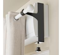 2 Soportes para Cortina sin Taladro - Se Instalan en Cajón de Persiana, Metálicos Negros, Universales y Sin Necesidad de Herramientas