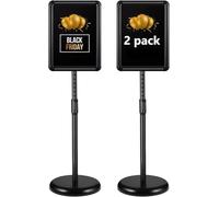 2 Soportes para Estante de Información Din A4, Soporte de Logotipo de pie, Giratorio, Altura Ajustable 81 - 124 cm, Fácil Cambio de Contenido, Adecuado para Exhibiciones / Anuncios / Venta (negro)