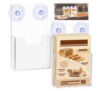 2 soportes para folletos de acrílico con ventosas, 26,9 x 3,8 x 18,8 cm, soporte para folletos de pared, soporte transparente para folletos plegados triples, anuncios, materiales de marketing