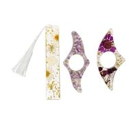 2 soportes para páginas de libro de pulgar y 1 marcapáginas, soporte de página de resina de flores secas, soporte de página, accesorios de libros, ideas de regalo para profesores, estudiantes