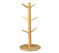 2 soportes para pretzels de madera, 34 cm, soporte para tazas con 6 ganchos, juego completo de soporte para tazas con tornillos + llave hexagonal + almohadillas para los pies, estante para tazas