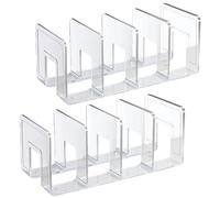 2 soportes para revistas transparentes, 32 x 14,4 cm, soporte para cartas con 4 compartimentos, organizador de archivos, archivadores, archivadores, soporte para archivos, libros, documentos, carpetas