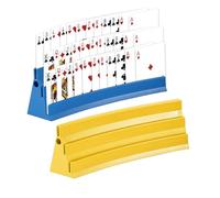 2 soportes para tarjetas de juego de plástico para colocar de pie, con tiras de fieltro para cartas de juego, soporte para tarjetas de juego para personas mayores y niños, soporte para tarjetas para