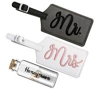 2 soportes para tarjetas de pasaporte de piel sintética y 1 botella de arena de luna de miel para pareja de novios o recién casados, registro de boda, compromiso