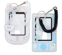 2 soportes para tarjetas fotográficas Mabor acrílicas con llavero, dibujos animados K-Pop Photocard Holder con muñeca, bobina Kawaii, soporte para tarjetas de identificación para fotos, tarjetas