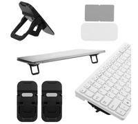 2 soportes para teclado de metal, 2 niveles, ajustables, para teclado invisible, plegable, portátil, autoadhesivo, para la mayoría de los teclados