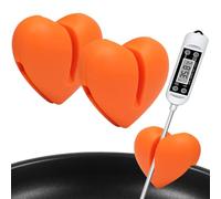 2 soportes para termómetro de caramelo de silicona de 1, 5 x 1, 4 x pulgada con forma de corazón naranja con espacio de 0, pulgadas, clip para termómetro de olla resistente al calor para una fá