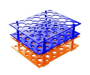 2 soportes para tubos de centrífuga de 50 pozos para soporte de tubos de plástico de laboratorio de 10 ml/15 ml/50 ml (naranja y azul)