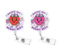 2 soportes retráctiles para tarjetas de identificación Doing My Berry Best, clip de insignia de trabajador de la salud para enfermeras pediátricas, médicos, enfermeras, estudiantes, cuidados