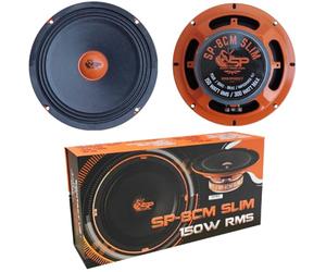 2 SP Audio SP8CM-SLIM Altavoz midrange 20.00 cm 200 mm 8" de diámetro 150 vatios rms 300 vatios MAX impedancia 4 ohmios 95 db spl Coche, par