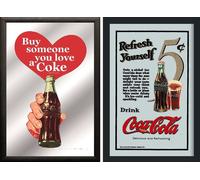 Set: 2 Spiegelbilder Coca-Cola Retro Vintage Papá Noel Cola Botella 20x30cm