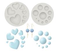 2 stampi in argilla polimerica per la creazione di gioielli, strumenti per la creazione di orecchini in argilla polimerica a forma di cuore e sfera semicircolare, Artesanía Moldes de arcilla