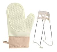 2 Stück Backhandschuhe Ofenhandschuhe Silikon,Ofenhandschuhe Hitzebeständig mit Edelstahl Schüssel Clip,Topflappen Handschuh Beständig Gegen Temperaturen 300°C, für Küche, Backofen(5.5cm)