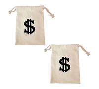 2 Stück Geldsack,Ein Sack voll Geld,Geldsäckchen,Geschenk,Banktasche,Münzbeutel,Geldscheintasche,Dollarzeichen,Kordelzug,Stoff Tasche,für Accessoires Kleidung,Fasching,Rauber Kostüm,Dieb Kostüm Kinder