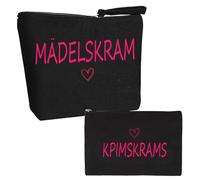 2 Stück Kosmetiktasche Mädchen, Schminktasche Mädchen Schwarz Kosmetiktasche Klein Kulturbeutel Make Up Tasche mit Spruch, geschenke für Frauen Damen Freundin Mama