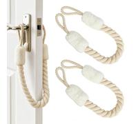 2 Stück Türstopper Klinke, Klemmschutz für Türen mit 60 cm Baumwollseil in Weiß - Türsicherung für Kinder, Baby und Haustiere