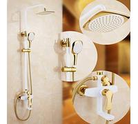 2 Styles Shower Faucet Bath Shower Set White and Golden Bathtub Shower Faucet 8'' Cold and Hot Water Mixer-1,