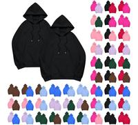 2 sudaderas para hombre con capucha de algodón - sudaderas con capucha Y2K para hombre, monocolor, con cordón, con bolsillo canguro, camiseta deportiva, parejas, dos piezas, ropa de calle, Rosa