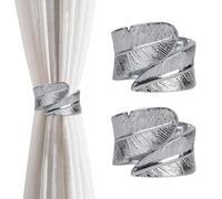 2 Sujetadores de Cortinas metálicas para el Tratamiento de Cortinas Atados Sujetadores de oficinas Familiares Sujetadores de Cuerdas Decorativas Sala de Estar cafeterías ataduras de Cortinas (Plata)