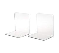 2 sujetalibros de acrílico, sujetalibros para estanterías de acrílico con extremos de libro, estantería para escritorio, oficina, hogar, cocina, transparente