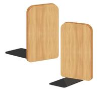 2 sujetalibros de madera de haya, 17 x 12 x 10,5 cm, sujetalibros antideslizantes, soporte para libros, soporte para libros, para estanterías, para libros pesados, CD, discos de vinilo