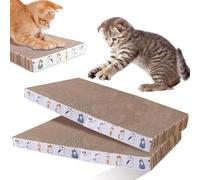 2 tablas rascadoras para gatos, cartón ondulado, 43 x 21 cm, cartón rascador cuadrado para gatos, 3,3 cm de grosor, alfombrilla rascador para gatos, disponible en ambos lados, alfombra rascador para
