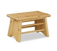 2 Taburetes de Bambú, Carga hasta 100 kg, Banquetas Robustas, Infantiles, para Baño, Puf, 20 x 33 x 21,5 cm, Natural