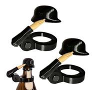 2 tapas de botella de casco de soldado divertidas, a prueba de polvo, para botellas estándar, reutilizables, para fiestas y barbacoas, color negro, 2 unidades