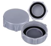 2 tapas de válvula de drenaje de piscina para Coleman P01006 P6D1158, diseño de rosca de plástico con sello de goma para piscinas sobre el suelo, 4,6 cm, gris (gris)
