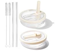 2 tapas impermeables para Stanley Cup 40 oz, accesorios prácticos con 2 pajitas reutilizables y cepillo de limpieza, soluciones ideales para sus bebidas