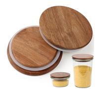 2 tapas para tarros Weck con diámetro de 100 mm, madera de acacia, tulipanes, tapa de cristal con silicona, hermética, tapa de madera, reutilizable, apta para modelos de cristal Weck 738, 739, 740