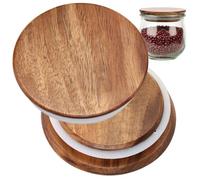2 tapas para tarros Weck con diámetro de 80 mm, madera de acacia, tulipanes, tapa de cristal con silicona, hermética, tapa de madera, reutilizable, apta para modelos de cristal Weck 900, 976, 746, 901