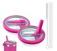 2 tapas Stanley Cup a prueba de fugas, reutilizables, a prueba de fugas, tapa de repuesto para Stanley Cup 40oz/1.2L con 2 pajitas y 1 cepillo para pajita (rosa)