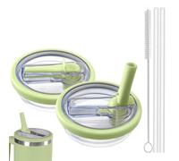 2 tapas Stanley Cup a prueba de fugas, reutilizables, a prueba de fugas, tapa de repuesto para Stanley Cup con 2 pajitas y 1 cepillo para pajita (verde)