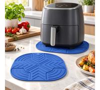 2 Tapetes Térmicos Air Fryer para InnovaGoods V0103714 | 2 bases azules de silicona con canales elevados para proteger la encimera y mantener más ordenada la zona de la freidora.