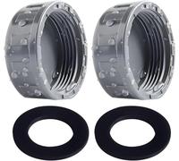 2 tapones ciegos de 1 pulgada de PVC, tapa roscada para fontanería y jardín, tapa de cierre de sifón, compatible con Gardena Endstück & Gardena tapón alternativo, 32 mm con junta