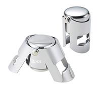 2 Tapones de Champán - Tapones de Acero Inoxidable Para Botellas de Vino, Tapón de Botella Vino Espumoso Corcho de Champán, Protector de Vino al Vacío Fizz Keeper Selotella(Plata)